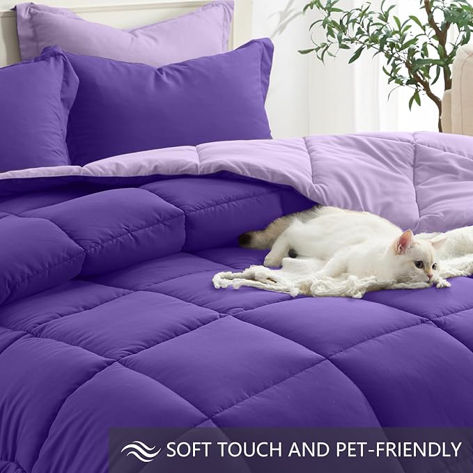 Homelike Moment Queen Comforter Set Purple, Comforters Queen Size Set, Soft - Image 4