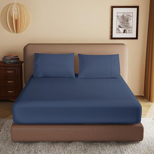 100% Egyptian Cotton Fitted Sheet Twin XL Size, 600 Thread Count, Soft & by ZaizaiHome