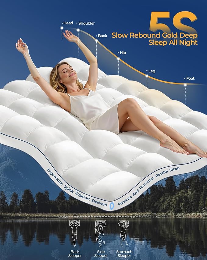 KAYFIA Cal King Mattress Topper, Extra Thick Mattress Pad Cover - Image 5