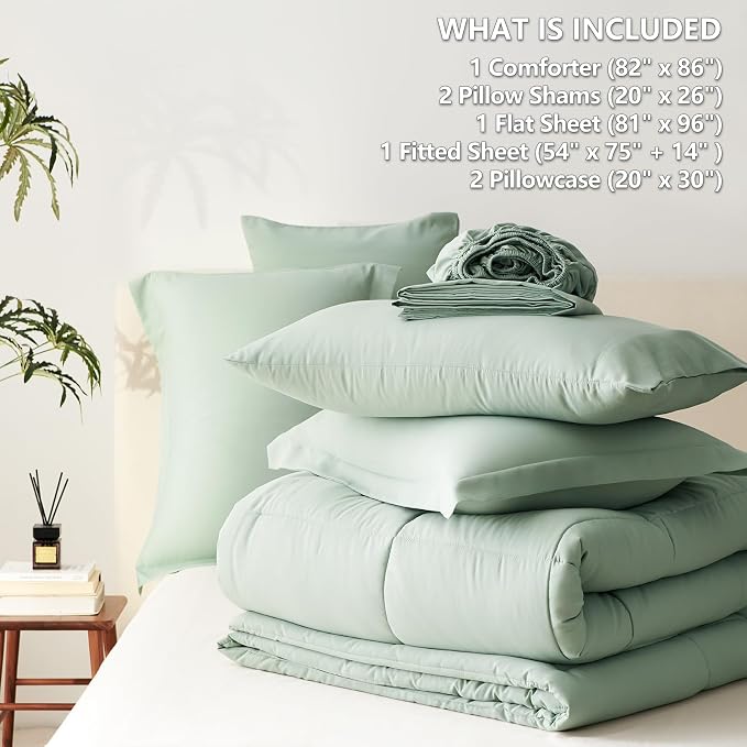 CozyLux Full Size Comforter Sets Sage Green - Image 7
