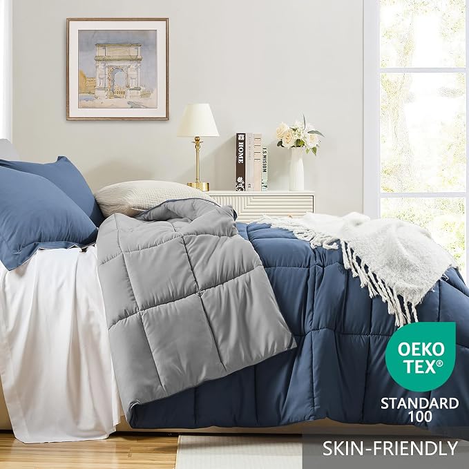 Homelike Moment Twin Comforter Set Blue, Comforter Twin Size Bed Set, - Image 3