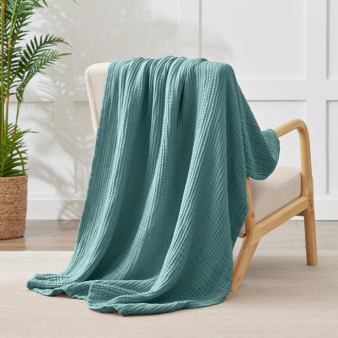 100% Cotton Muslin Blanket 50" x 60", Breathable and Lightweight Cotton Throw - Image 8