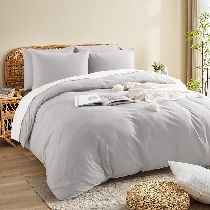NEXHOME PRO Duvet Cover Set California King Linen Look Textured Organic Natural - Image 4