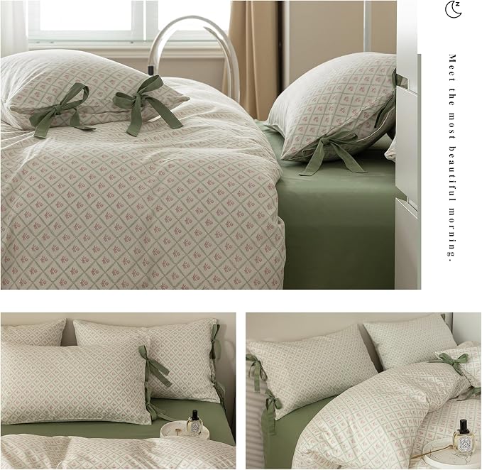 mixinni Red Floral Duvet Cover Set Twin XL Size - Image 6
