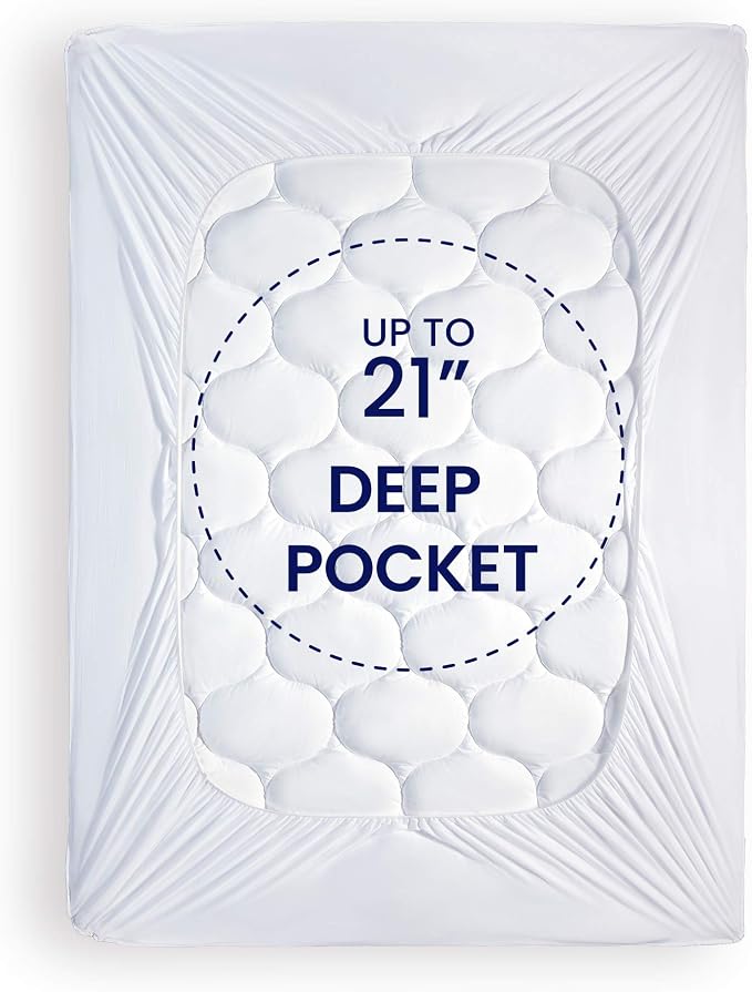 SLEEP ZONE Full Size Mattress Pad Protector, Quilted Fitted Bed Mattress Topper - Image 4