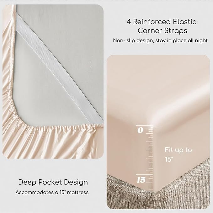 MR&HM Satin Bed Sheets, Queen Size Sheets Set - Image 4