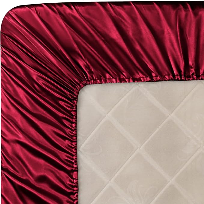 Homiest Burgundy Satin Fitted Sheet - Image 6