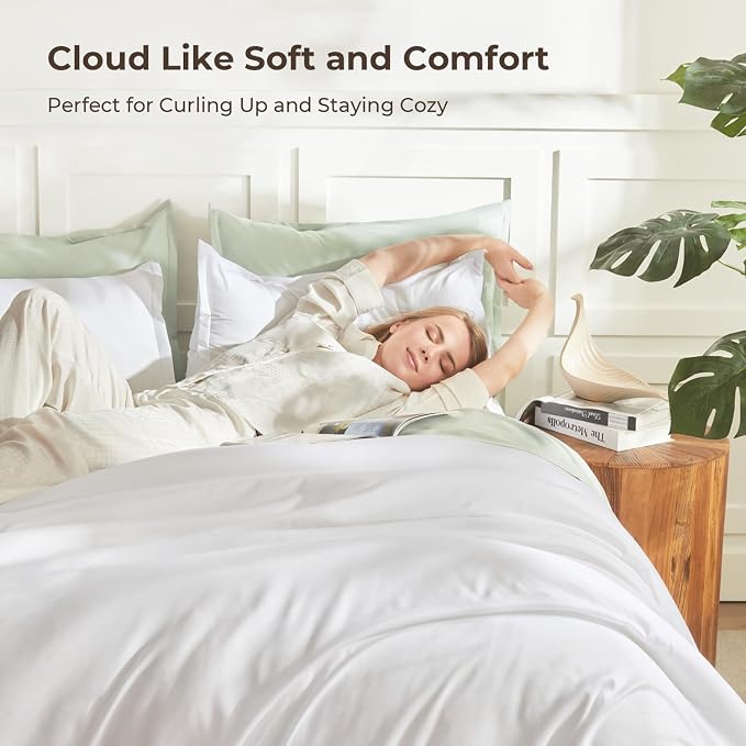 Litanika White Comforters Oversized Queen Size, 3 Pieces Lightweight Solid - Image 2