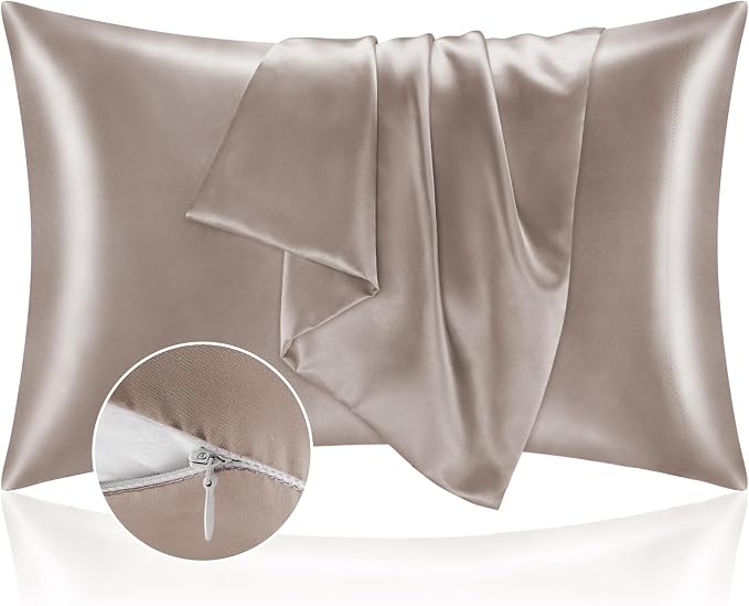 BEDELITE Satin Pillowcase with Zipper, Rose Taupe King Size Pillow Cases Set of by BEDELITE