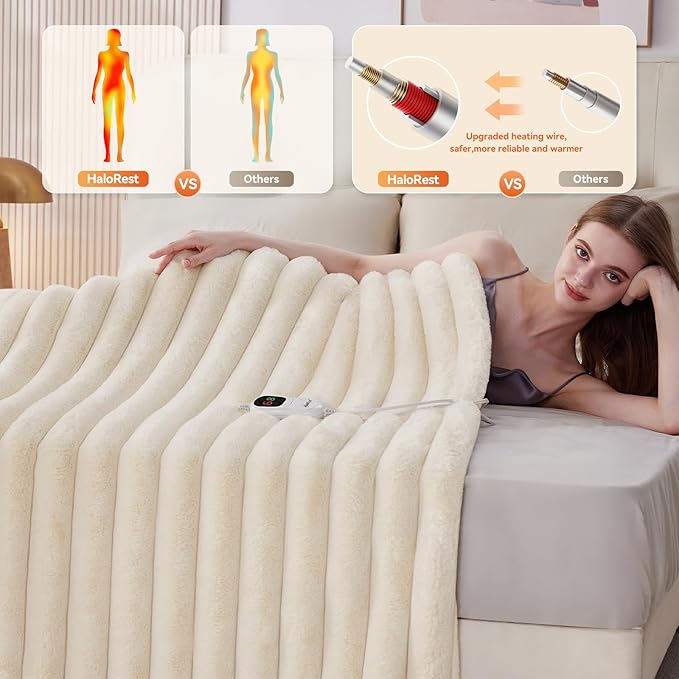 Heated Throw Blanket, Faux Fur Cozy Heating Blanket - Image 2