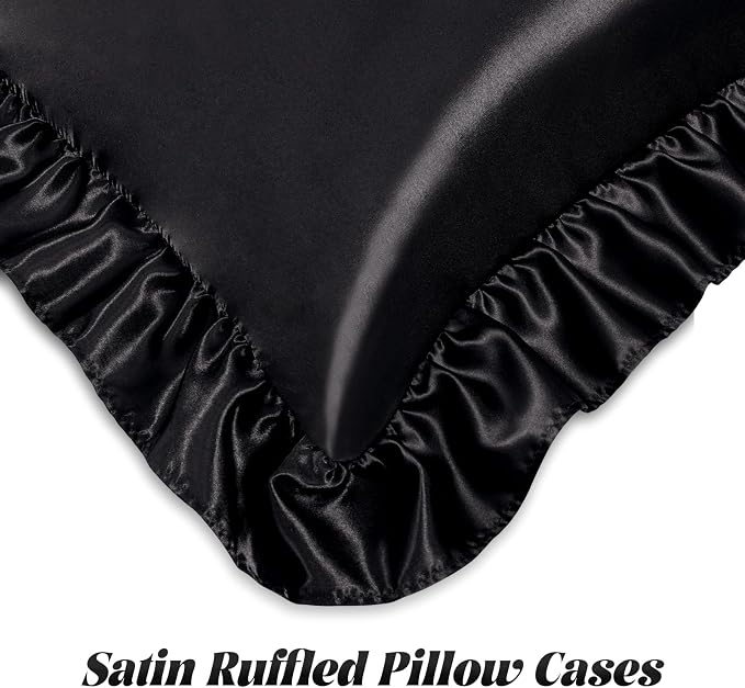 Homiest Ruffle Satin Body Pillow Cover, Silky Satin Body Pillowcase - Image 4