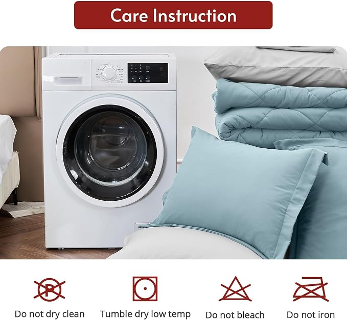 MUXHOMO 7 Pieces California King Comforter Set, Reversible Bed in a Bag Cal - Image 9