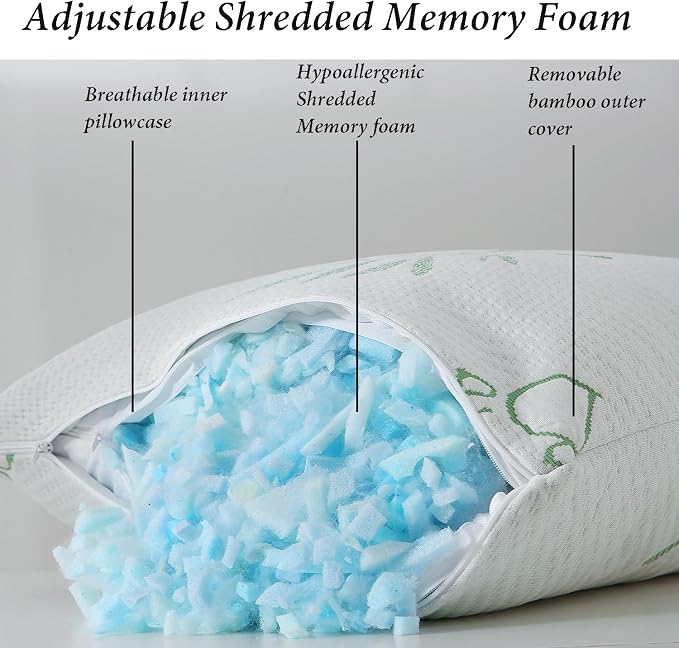 HOXXME Single Memory Foam Pillows King Size Set of 1, Cooling Rayon Pillow - Image 2