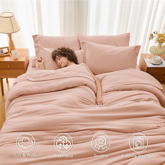 MUXHOMO 7 Pieces Queen Comforter Set, Soft Bed in a Bag Queen Size, All Season - Image 2