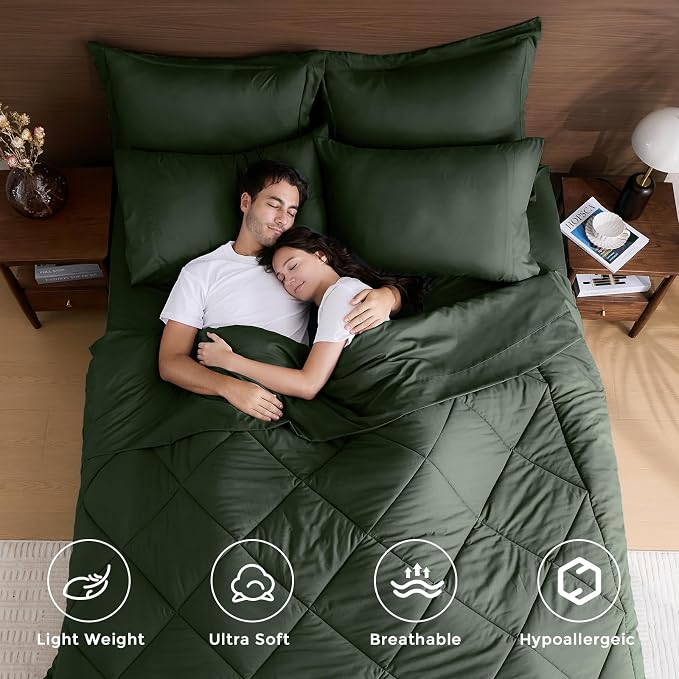 HEVUMYI Army Green King Comforter Set - Image 2