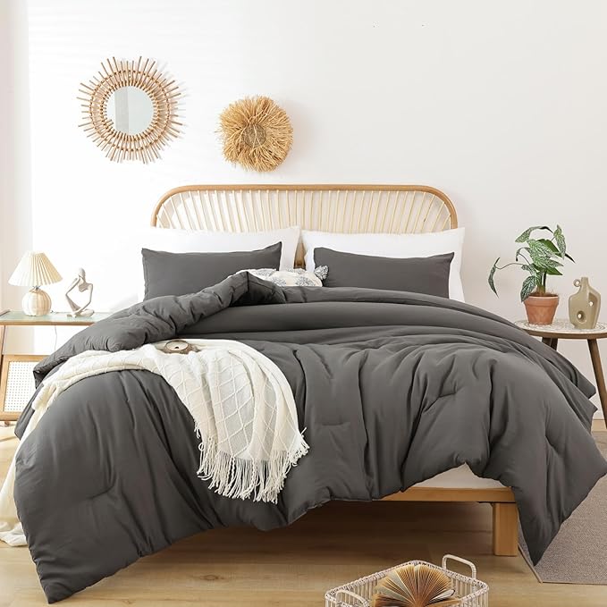 ROSGONIA Comforter Full Size for Girls Boys Teens Charcoal Grey by ROSGONIA