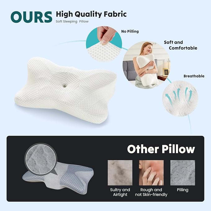 DUMOS Cervical Neck Pillow Set of 2, Memory Foam Contour Pillow - Image 2