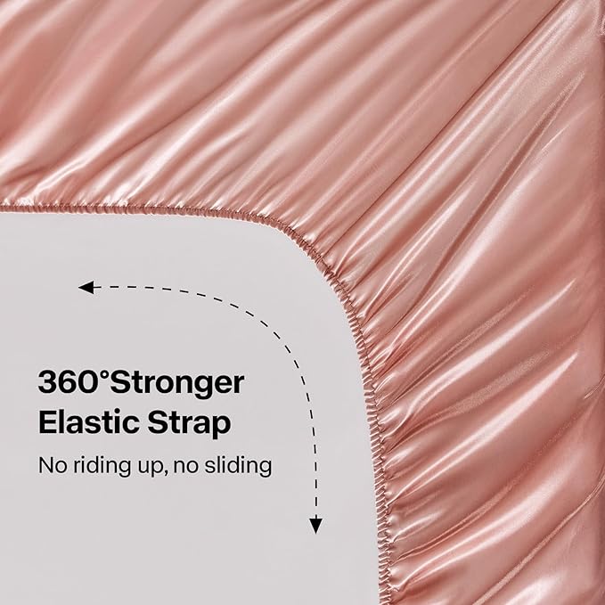 BEDELITE Satin Fitted Sheet and Pillowcases Set, Soft Similar to Silk Bottom - Image 4