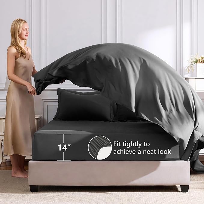 CozyLux California King Comforter Set Dark Grey - Image 5