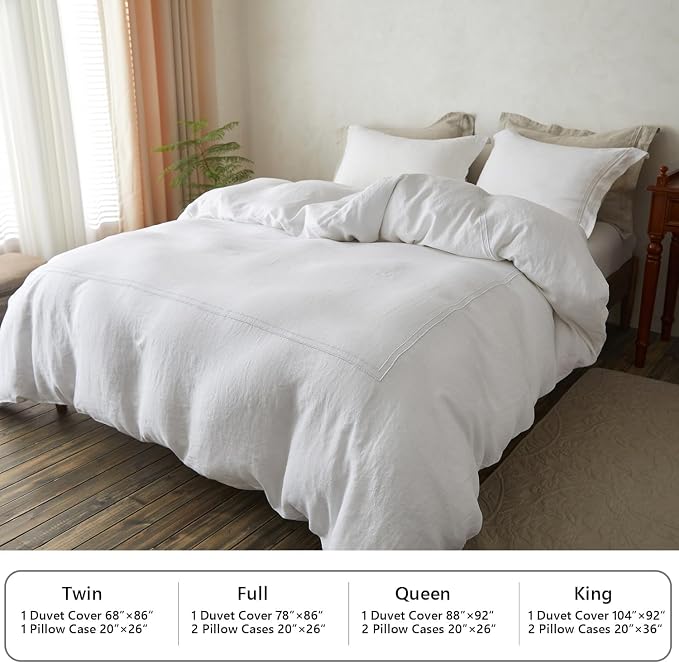 Simple&Opulence 100% Washed Linen Duvet Cover Set 68"x86" - Image 6