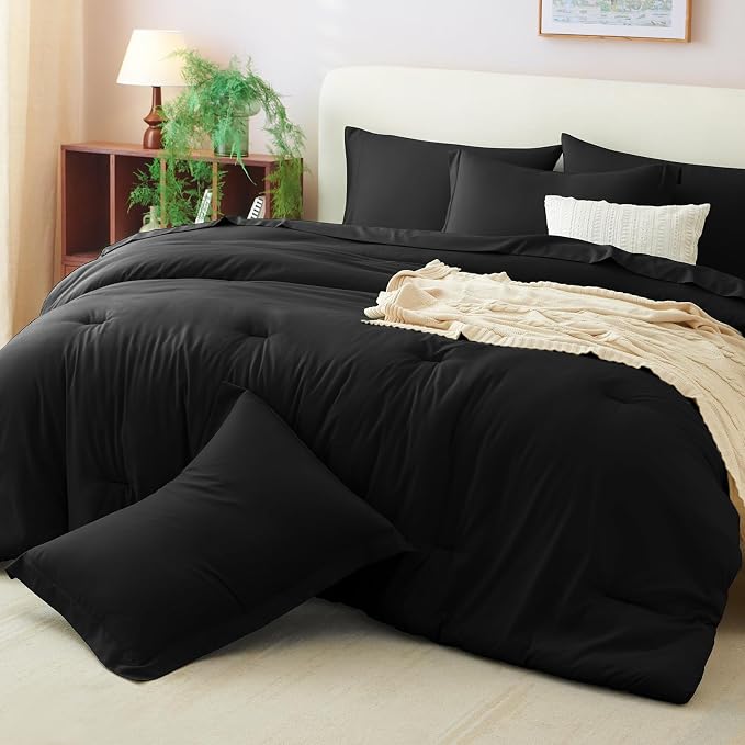 CozyLux Twin XL Comforter Set Black, 5 Pieces Bed in a Bag Twin Extra Long - Image 9