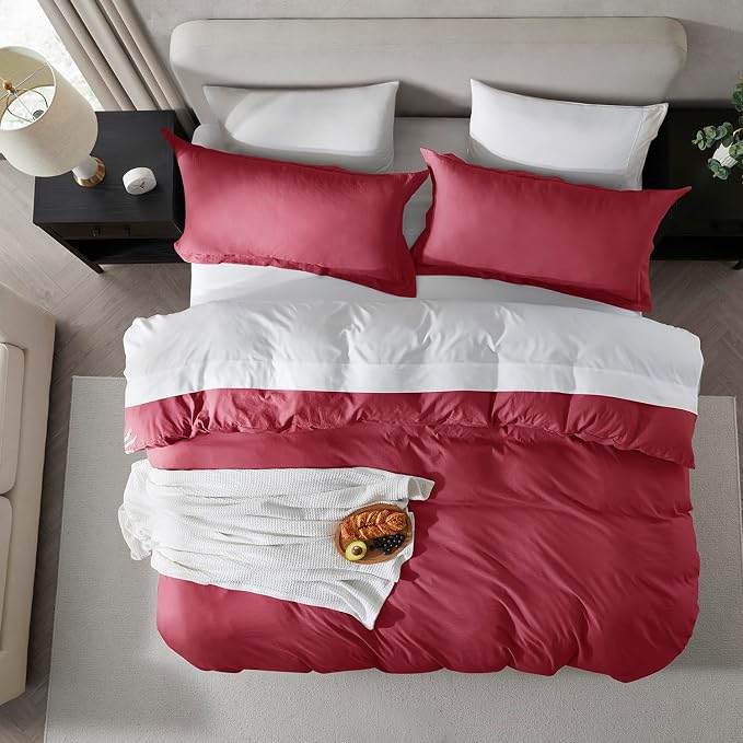 Nestl Burgundy Red Duvet Cover Queen Size - Image 5