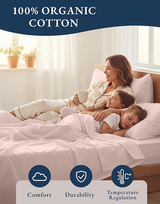 LANE LINEN 100% Organic Cotton Twin XL Bed Sheets Set, Machine Wash Fully - Image 6