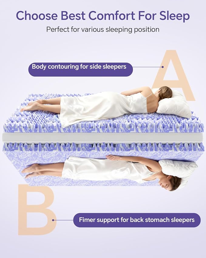 ChiXpace Dual Layer 5 Inch Memory Foam Mattress Topper Queen - Image 4