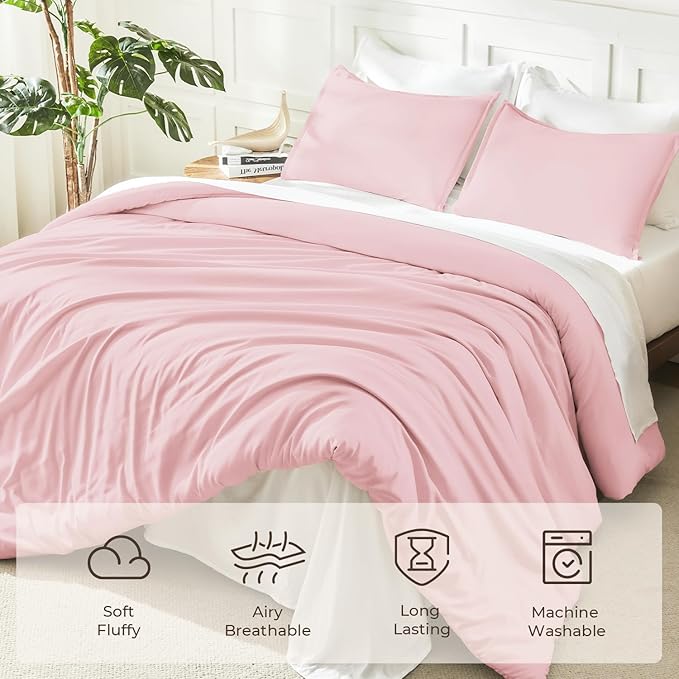 Litanika Twin XL Comforter Set Baby Pink, 2 Pieces Extra Long Dorm Bedding Sets - Image 3