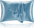 BEDELITE Satin Pillowcase with Zipper 2 Pack, Airy Blue Pillow Cases Standard by BEDELITE