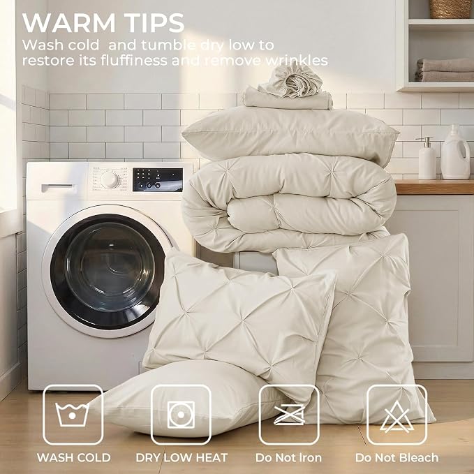Sasttie Twin XL Comforter Set, 5-Piece Bed in a Bag, Pintuck Bedding Sets - Image 9