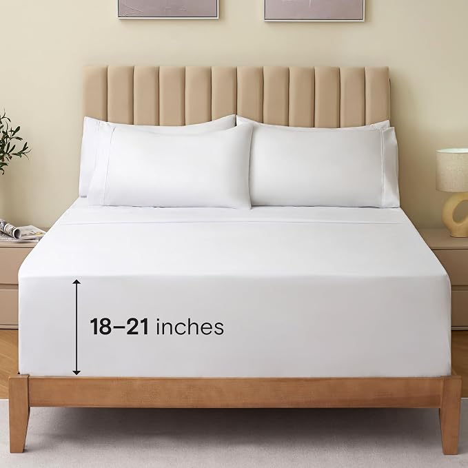LuxClub 4 PC King Size Sheet Set Bed Sheets Deep Pockets 18" Wrinkle Free by LuxClub
