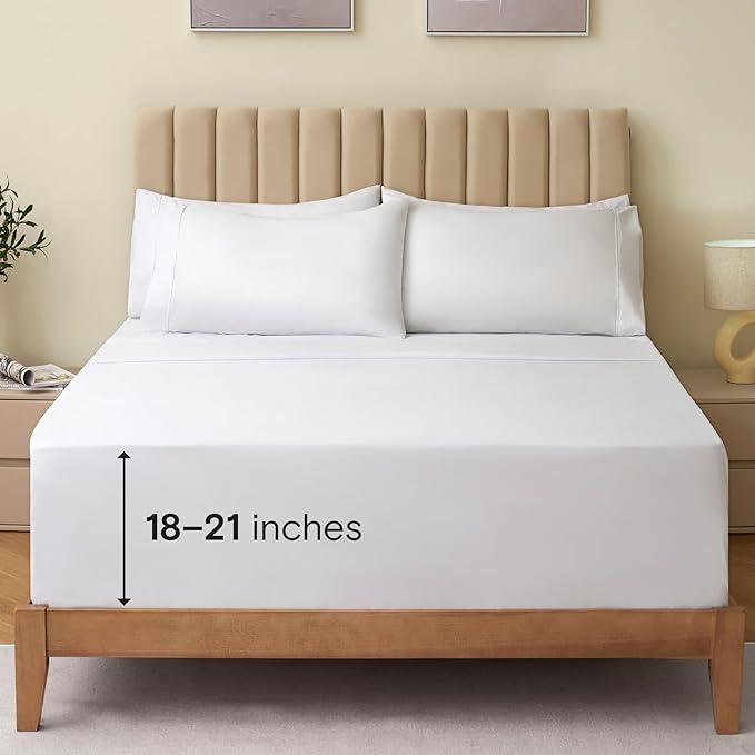 LuxClub 4 PC Queen Sheet Set, Bed Sheets Queen Size, Deep Pockets 18" Wrinkle by LuxClub