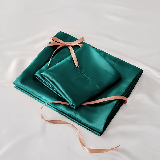 BEDELITE King Size Sheets Set, Luxury Soft Teal Satin Sheets - Image 7