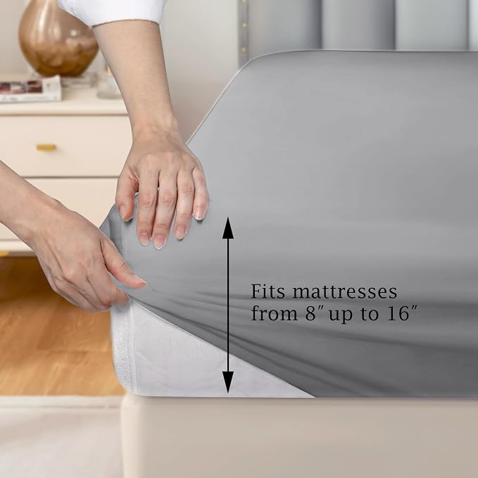 FreshCulture Pure Cotton Fitted Sheets Twin Size, 300 Thread Count Percale - Image 3