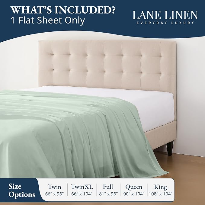 Lane Linen 100% Organic Cotton Queen Size Flat Sheet Only - Image 2