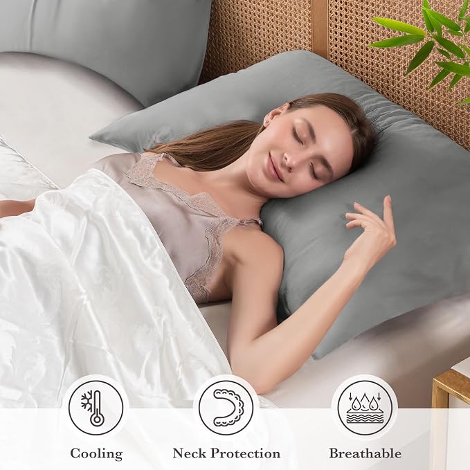 Curved Pillow Case King Size, Side Sleeper Pillow Cases Cover Cooling Rayon - Image 3