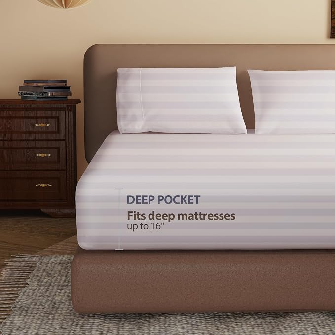 100% Egyptian Cotton Fitted Sheet Twin XL/Split King Size, 600 Thread Count - Image 3