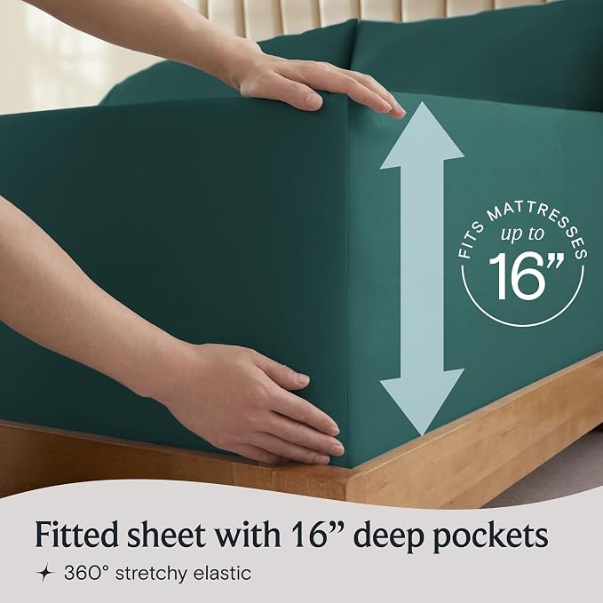 LuxClub 4 PC California King Sheet Set, Breathable Luxury Bed Sheets, Deep - Image 6