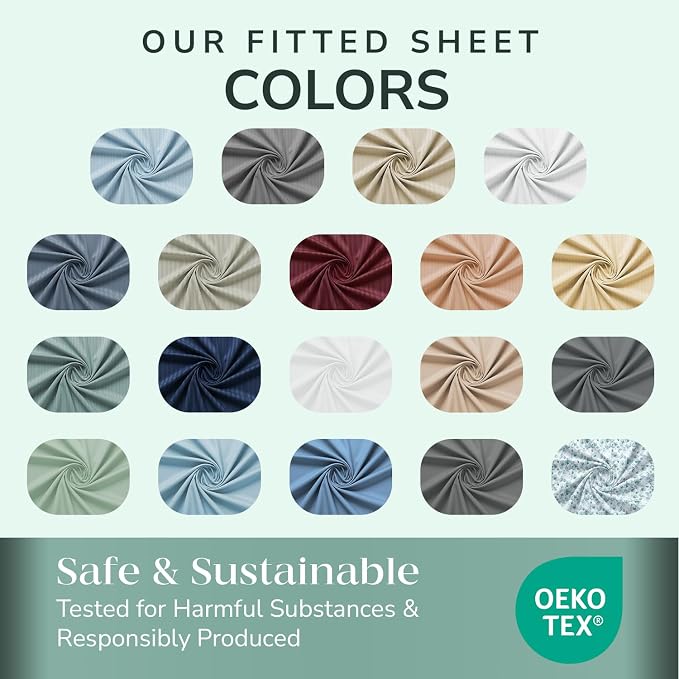 Feather & Stitch Fitted Bottom Sheet Only Twin Size 500 TC-1 Piece 100% Cotton - Image 7