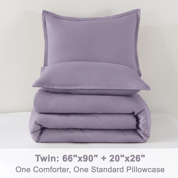 Litanika Grayish Purple Comforter Set Twin/Twin XL Size, 2 Pieces Lightweight - Image 9