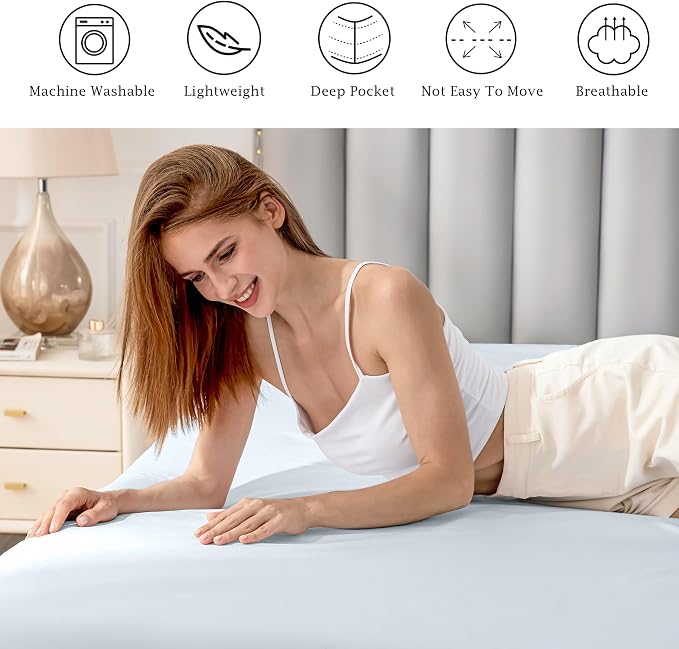 FreshCulture Pure Cotton Fitted Sheets Twin XL Size, 300 Thread Count Percale - Image 5