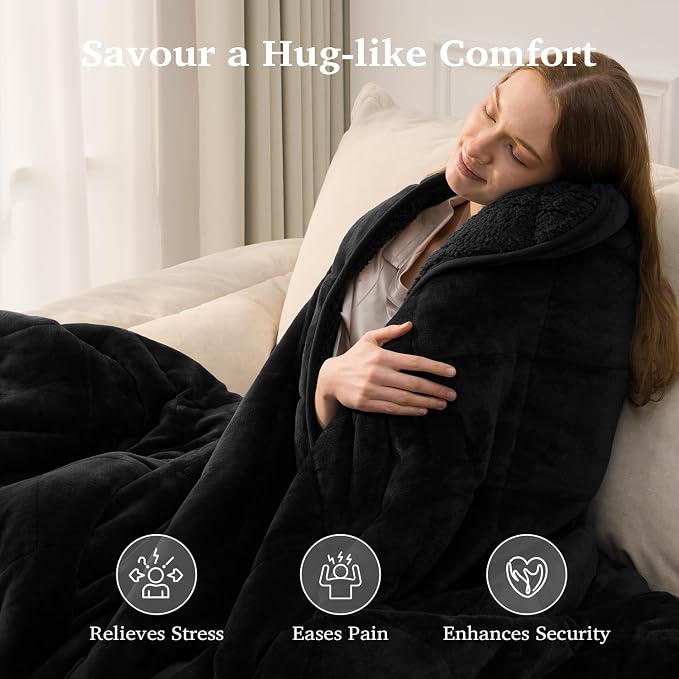 Sivio Weighted Blanket for Adult, 15 lbs Sherpa Heavy Throw - Image 4