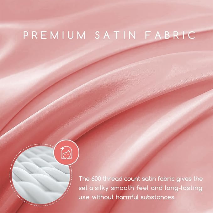 MR&HM Satin Bed Sheets, King Size Sheets Set - Image 2