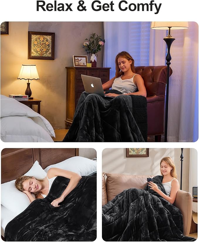 Super Fuzzy Soft Sherpa Fleece Weighted Blanket, 15 lbs Dual Sided Fluffy Heavy - Image 6