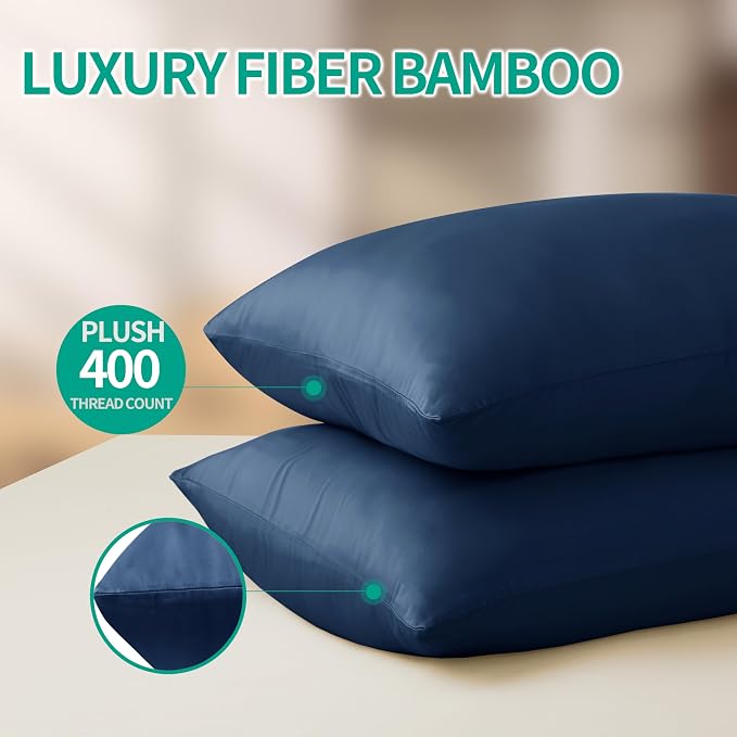 4-Pack Bamboo Viscose Zippered Pillow Cases King Size, 400 Thread Count Cooling - Image 4