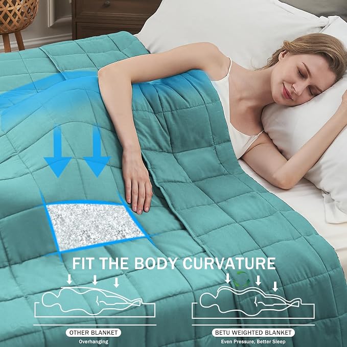Teal Weighted Blanket for Adults 15lbs, Queen Size Cooling Heavy Throw Blanket - Image 2