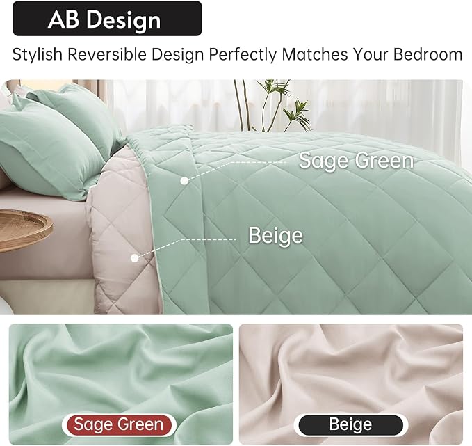 MUXHOMO 7 Pieces California King Comforter Set, Reversible Bed in a Bag Cal - Image 3