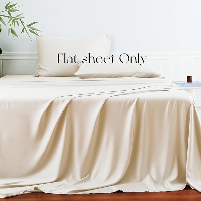Bamboo Viscose Flat Sheets Only, 400 Thread Count Sateen Weave Cal King Size - Image 2