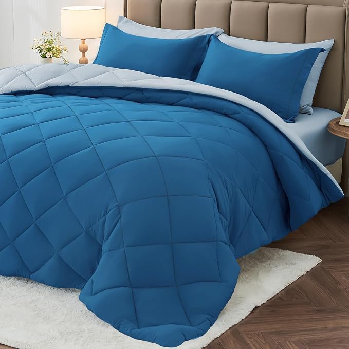 MUXHOMO 7 Pieces Queen Comforter Set, Reversible Bed in a Bag Queen Size by MUXHOMO